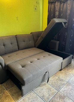 Gray Sectional Sleeper Sofa with Storage