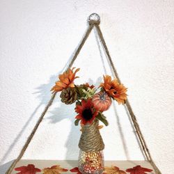 Home Decor/shelf For Wall And Floral Design With Flowers And Vase