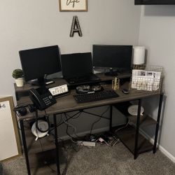 Modern Corner Desk with Shelves 