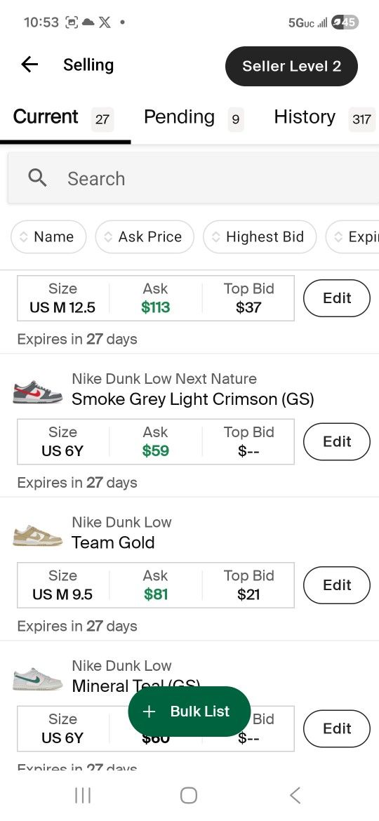 Nike Dunks For Sale (Shoe Sz Price In Pic)