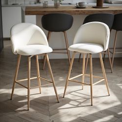 Homy Casa Haseeb 26" Beige Counter Height Bar Stools Kitchen Dining Home Set Of 2