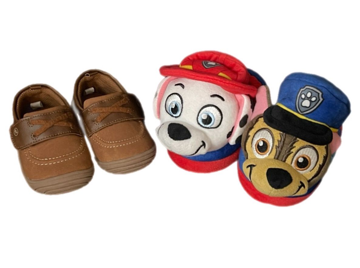 NEW! Stride Rite Baby-Boy's Hampton Boat Shoe & Paw Patrol Slippers 