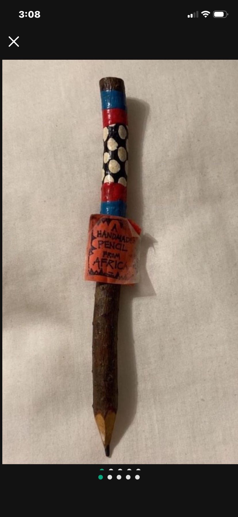 Rare Vintage Handmade Pencil From Africa