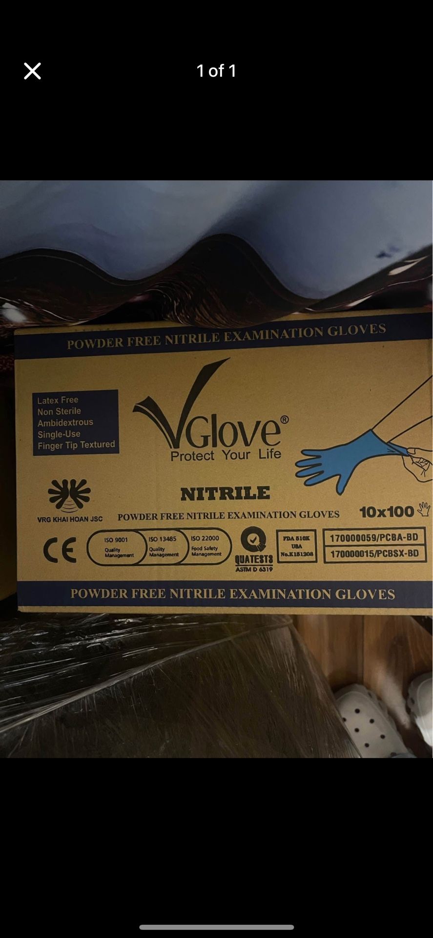 Nitrile gloves powder free M size 1 box 1000pcs