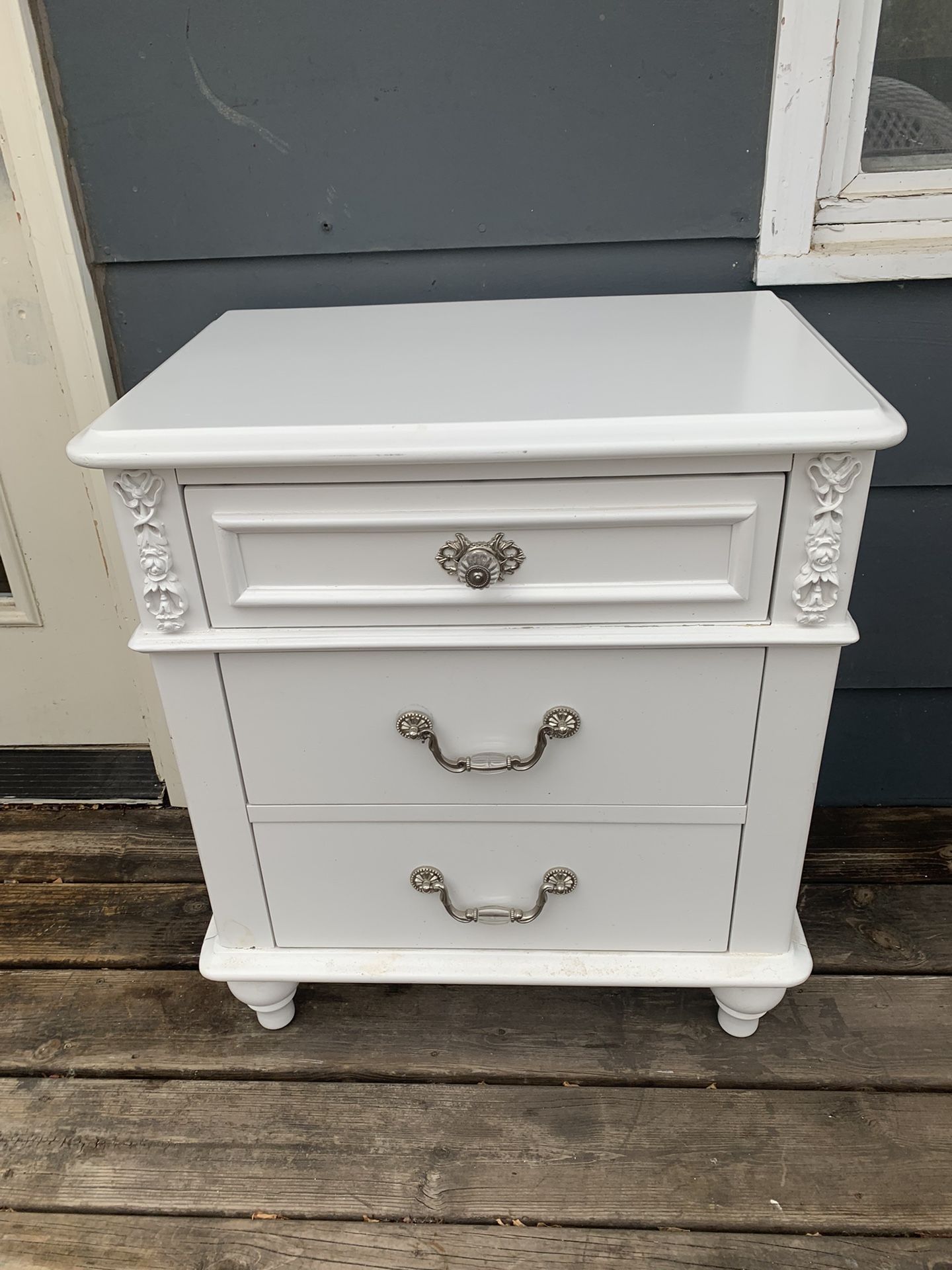 White 3 Drawer Bedside Table