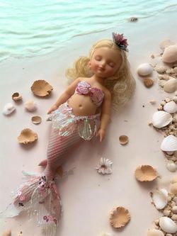 Full body silicone mermaid baby doll 10”