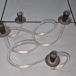 Pair of Mid Century Modern Lucite and Metal Candlestick Holders in Dorothy Thorpe StyleL12"W5" H9"
