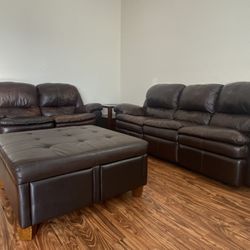 Recliner Leather Sofa & Loveseat Set