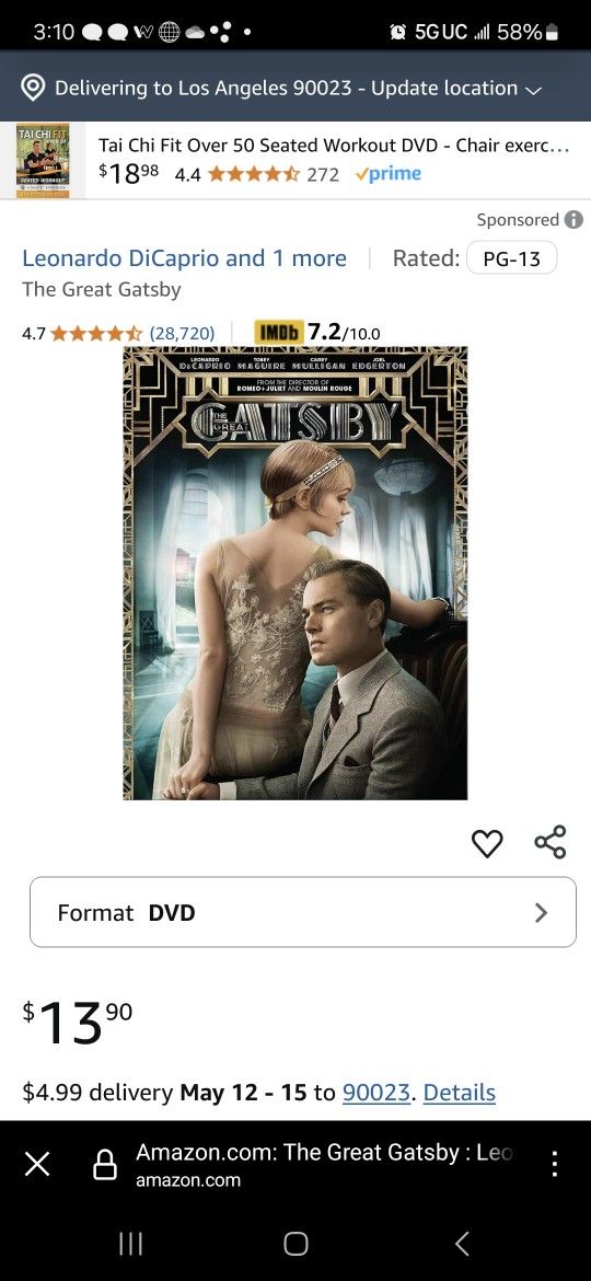 The Great Gatsby Leonardo DiCaprio and 1 more Rated:
PG-13
The Great Gatsby