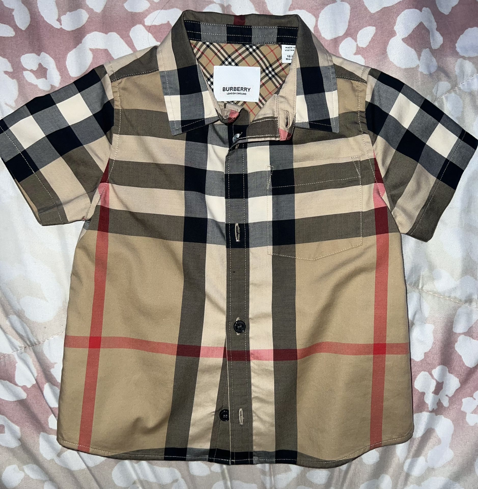 Toddler Burberry Owen Vintage Check Short-Sleeve Shirt.