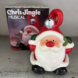 Vintage Chris Jingle Musical Rotating Santa plays “Santa Claus is Coming To Town” vintage Christmas  Made in Taiwan with original box. Works great. 
