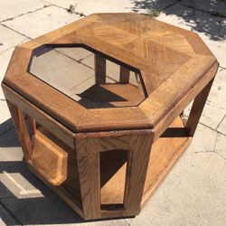 1980s Oak Wooden Coffee Table 