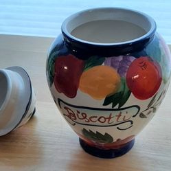 Biscotti Ceramic Jar, Hand painted for Nonnis,