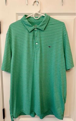 New Vineyard Vines Striped Green Performance Polo XL