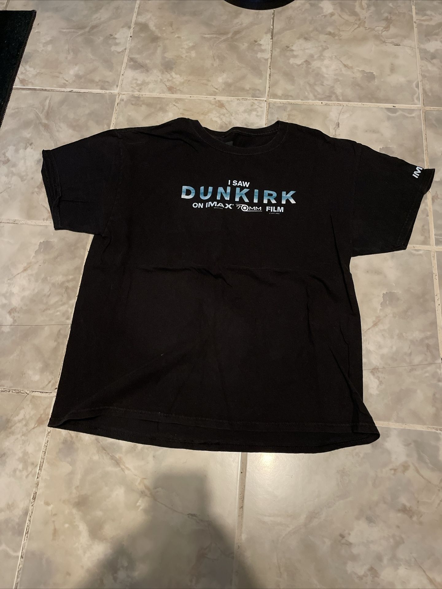 Dunkirk on IMAX 70 mm Film T Shirt 2017 Promo WW2 War Chris Nolan Black Large