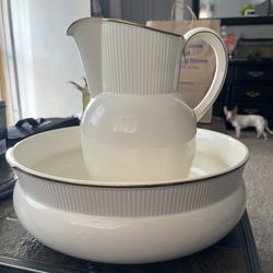 Vintage pitcher and punch bowl