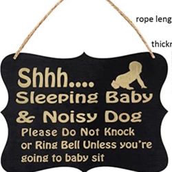 New WINOMO Shhh Sleeping Baby Door Sign Do Not Disturb Sign Baby Room Hanging Wooden Decorative Sign Do Not Knock or Ring Baby Sleeping Hanger Sign (B