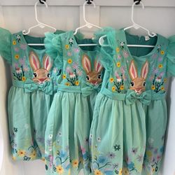 Matching Girls Easter Bunny Dresses – Sizes 4-5, 5-6, 6-7 – Sister Set 
