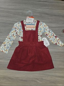 NWT Wonder Nation 3-Piece Pinafore Skirt Set - Toddler Girl Size 2T