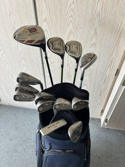COMPLETE NAME BRAND GOLF SET IRONS WOODS DRIVER HYBRID WEDGES PUTTER BAG