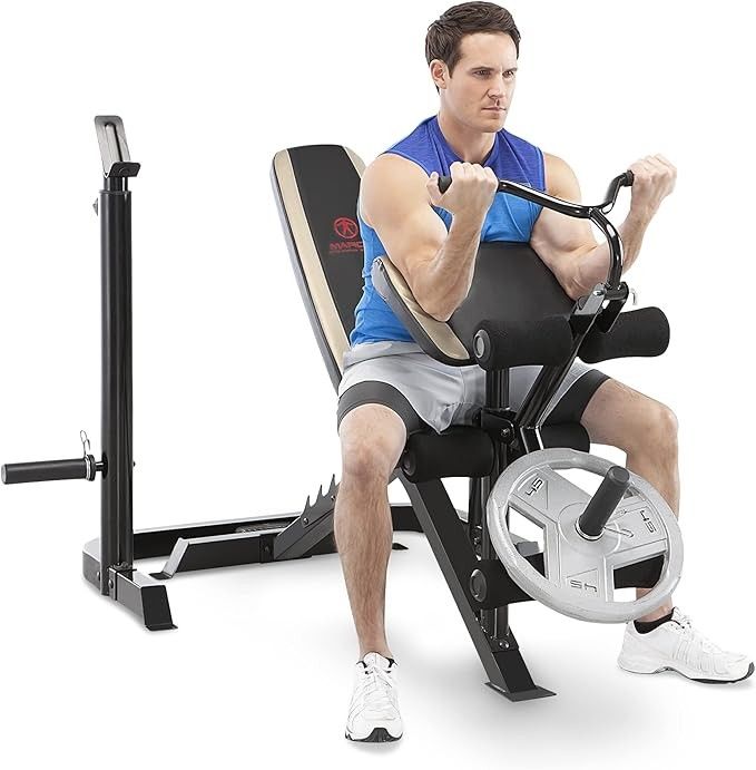 MARCY Olympic Weight Bench with Bench Press Squat Rack