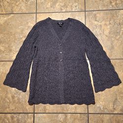 Style & Co. Gray & Black marled sweater, sweetheart cardigan, bell sleeve PXL/L