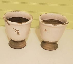 2 Pottery Barn ceramic flower pots