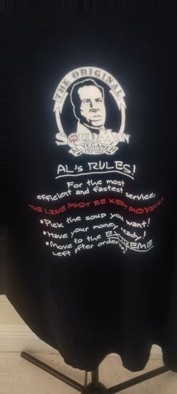 The SoupMan T-shirt from The Seinfeld show