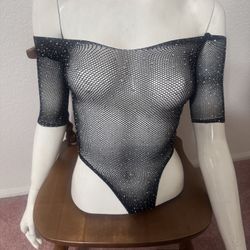 New One Size Black Fishnet Bodysuit Festival Rave Lingerie 