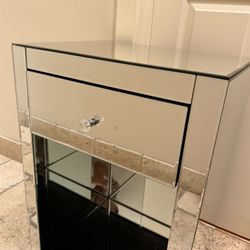 Mirrored Glass Nightstand 