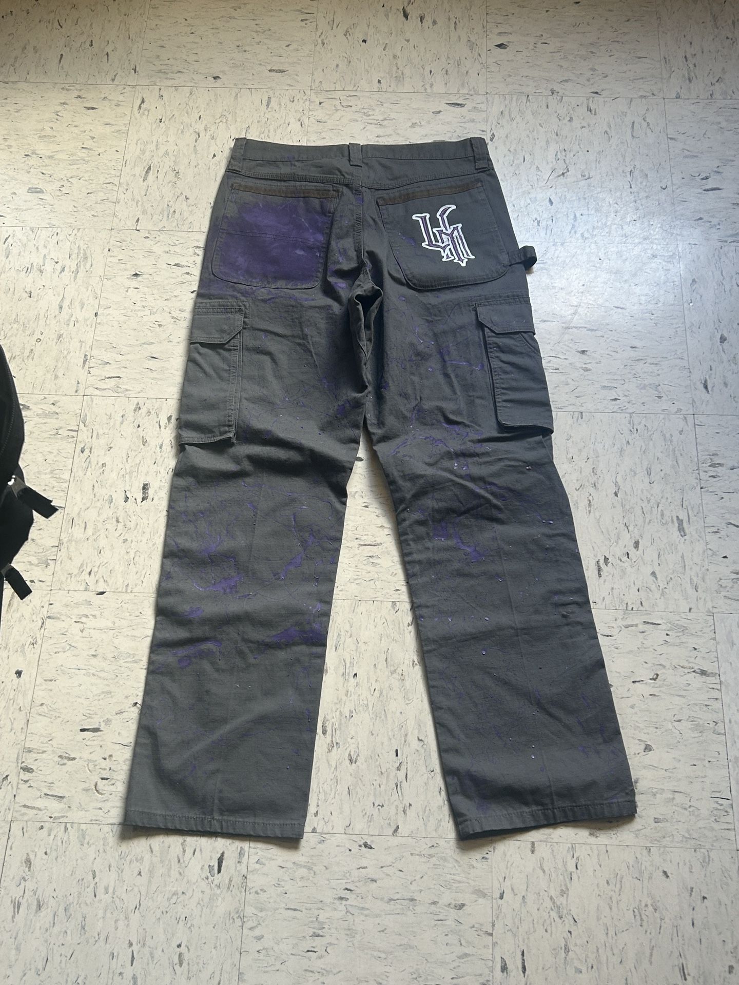 Dyed Purple and Grey Cargo Pants