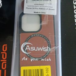 Asuwish Magnetic Wallet Case w/ Card Pocket for Apple iPhone 14 Pro Brown