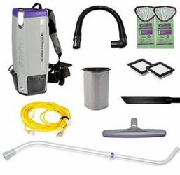 ProTeam Super Coach Pro 10 Backpack Vacuum Commercial with Telescoping Wand Tool Kit, 10 Quart, Corded, 107303. Used only a handful of times.
