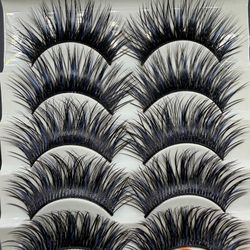 10 Pairs Black & Blue Manga False Eye Lashes Strip Lashes K Beauty J Beauty Falsies Anime Cosplay Glam Club