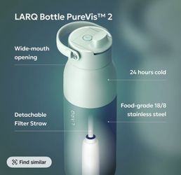 LARQ Bottle PureVis 2 – 23oz Self-Cleaning Water Bottle, Black (New)