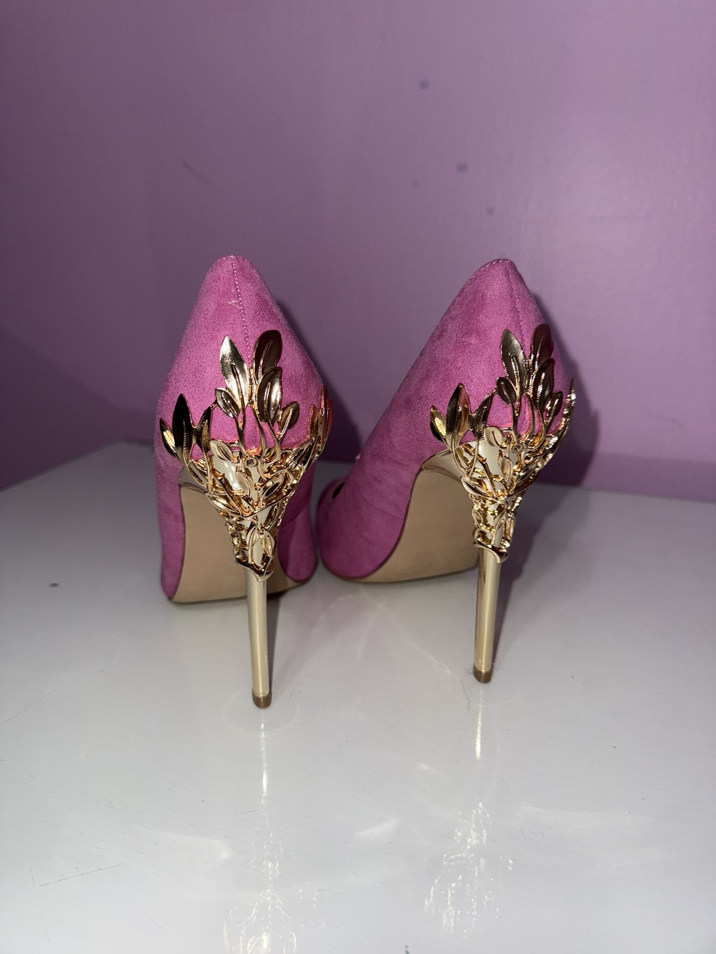 Hot Pink Heels with Gold Accents