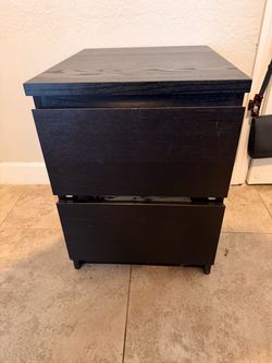 Black 2-Drawer Nightstand / Bedside Table – Modern Wood Finish