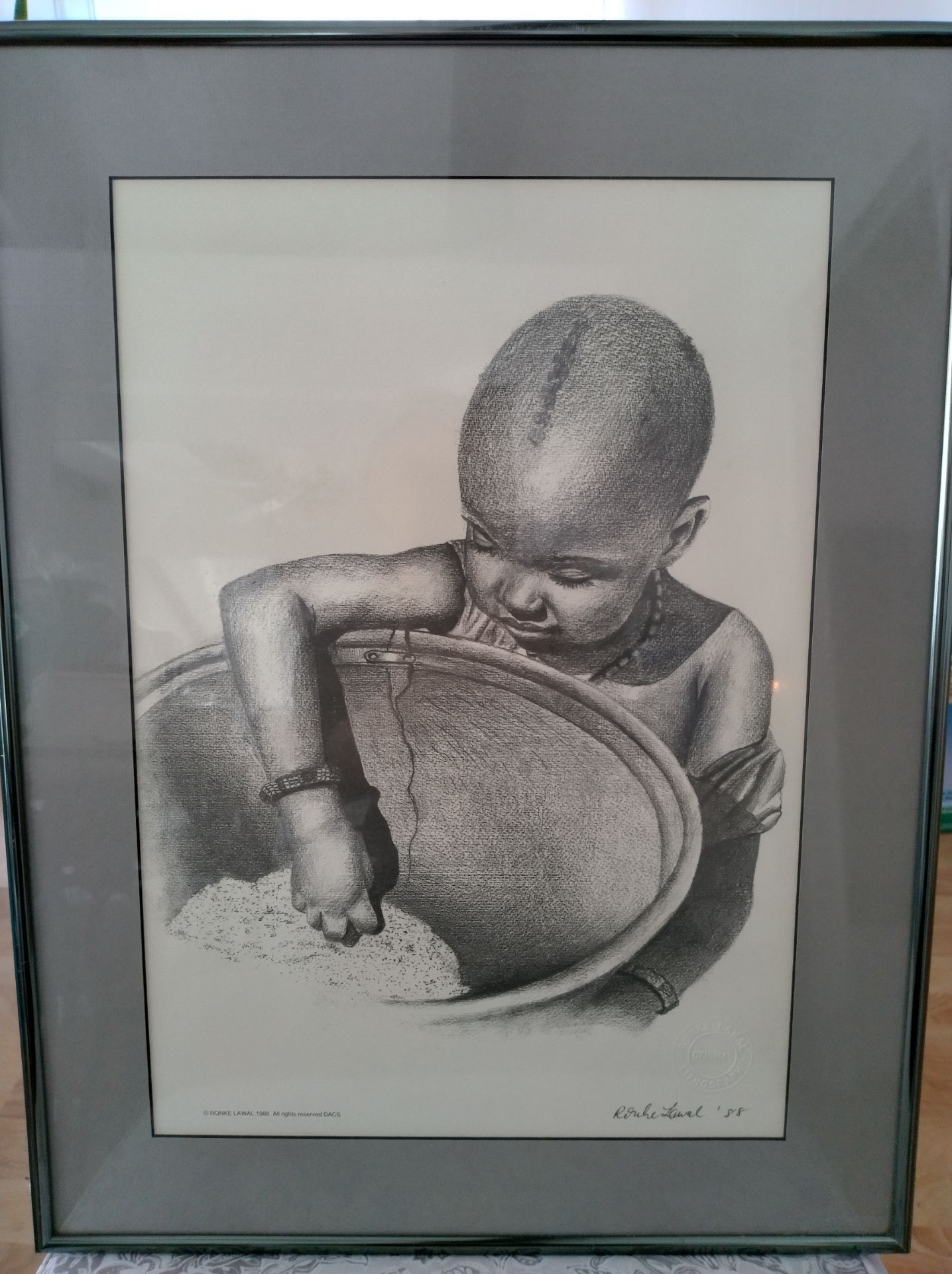 Framed Lithograph African Child