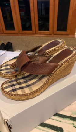 BURBERRY WOMAN ESPADRILLE SANDALS WEDGES SIZE 7 (37)