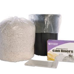 SKILCRAFT High Density Trash Can Liner, 60 Gal, 14 Microns, 38" X 60", Natural, 200/Box