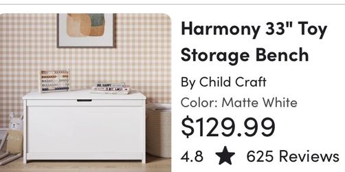 White Toy Chest Toy Box Like New