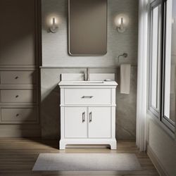 Kohler Chulton Bathroom Vanity with Sink and Quartz Top in White 30” $499.99