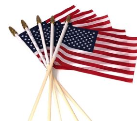 Small US American Handheld Flags, 4x6 Inch Golden Spear Tip, Stick Flags,New