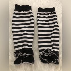 12M black/white striped leg warmers for baby girly