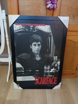 Large frame " Scarface " movie poster ready to hang