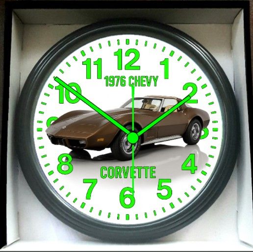 1967 Chevy Corvette Stingray Glow In The Dark Wall Clock New!