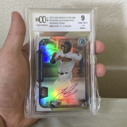 2015 Bowman Chrome rookie Autographs refractors #BCAR-FL Francisco Lindor signed rookies card-Bccg 9