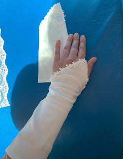 Gloves and hair accessories $12 each first communion, wedding, party special occasion event stretchy satin fabric and cotton blend
