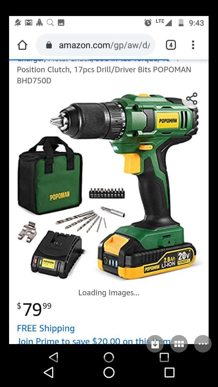 New drill with 20 v battery