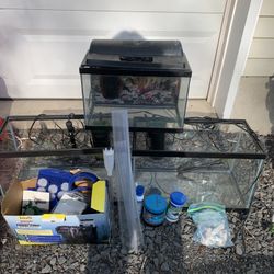 3 Small Glass Fish Tanks Aquarium Reptile Cage Heater filter light accessories